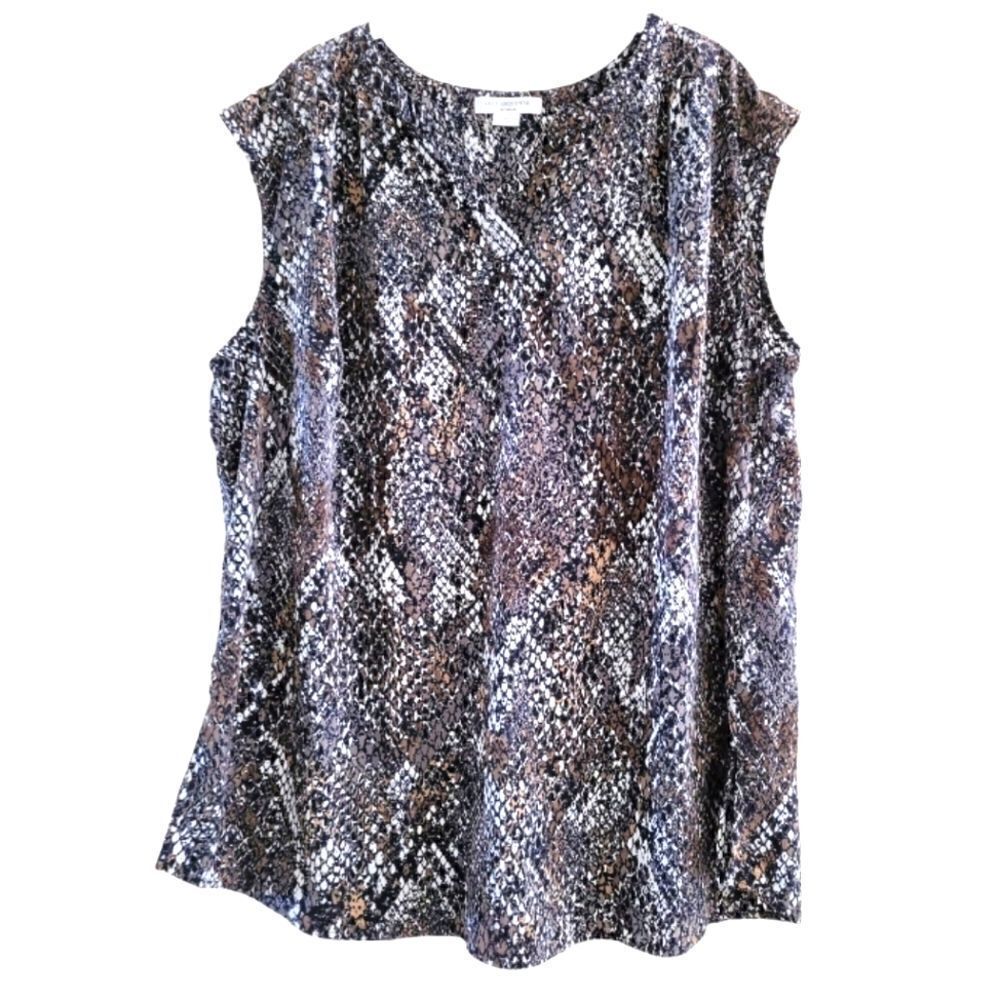 EC LIZ CLAIBORNE WOMAN SNAKE PRINT BLOUSE SZ.2X